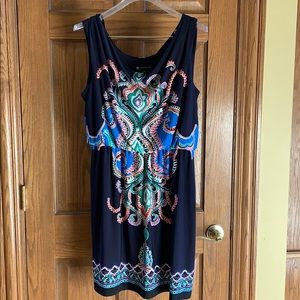 Navy Pattern Stretchy Dress, NEW (no tags) 12